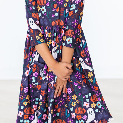 Fangtastic 3/4 Sleeve Pocket Twirl Dress