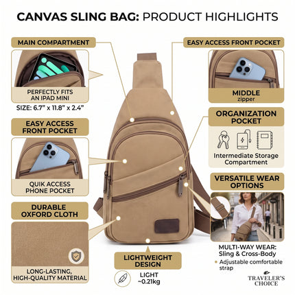 Canvas Sling Bag – Crossbody Travel Bag for Men & Women