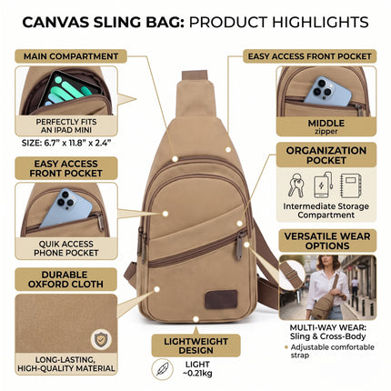 Canvas Sling Bag – Crossbody Travel Bag for Men & Women