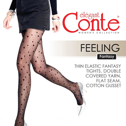 Conte Feeling 20 Den - Fantasy Women's Tights with hearts and dots (23S-68SP)