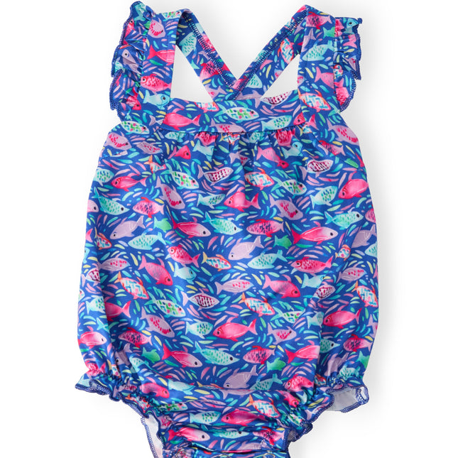 Fish in the Sea Ruffle Cross Back Romper - Dashing Nova