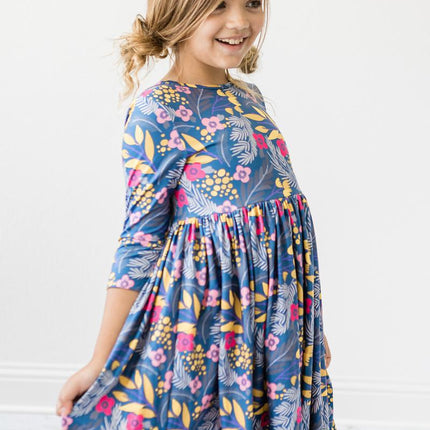 Flora 3/4 Sleeve Pocket Twirl Dress