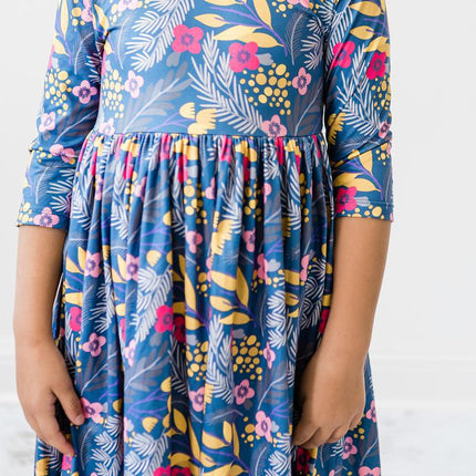 Flora 3/4 Sleeve Pocket Twirl Dress