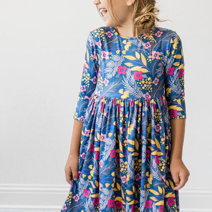 Flora 3/4 Sleeve Pocket Twirl Dress