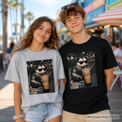 Kids Iced Coffee Opossum T-Shirt, Funny Animal Meme Youth Tee - Dashing Nova