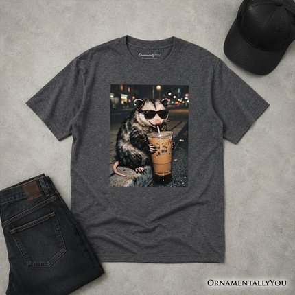 Kids Iced Coffee Opossum T-Shirt, Funny Animal Meme Youth Tee - Dashing Nova