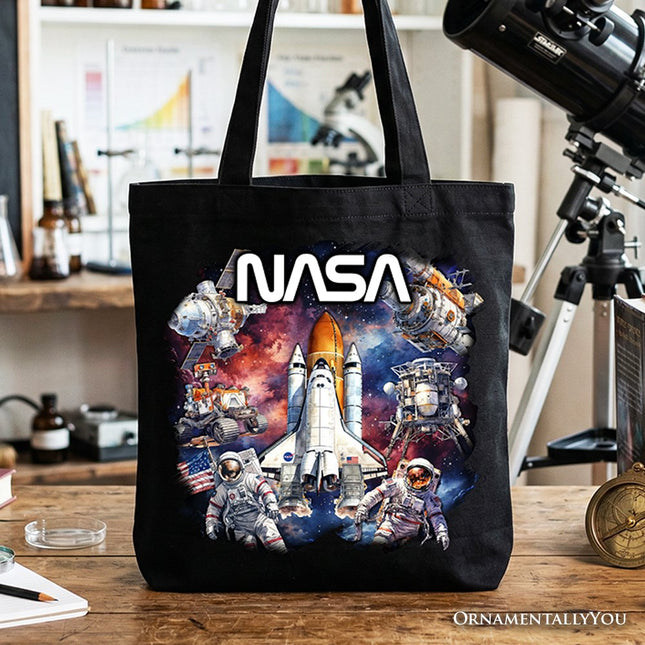 Artistic NASA Handcrafted Tote Bag, Astronaut in Outer Space with the Planets Gift Shopper - Dashing Nova