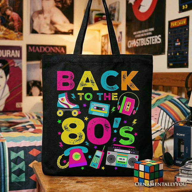 Back To The 80s Tote Bag, Colorful Retro Eighties Party Gift Shopper - Dashing Nova