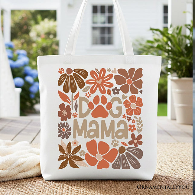 Dog Mama Boho Floral Canvas Tote Bag, Gift Shopper for Proud and Stylish Pet Lovers - Dashing Nova