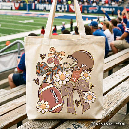Football Mom Coquette Bow Daisy Tote Bag, Retro Fall Game Day Preppy Gift Shopper - Dashing Nova