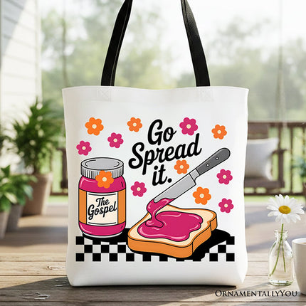 Go Spread It Christian Tote Bag, Cute Gospel Jam and Toast Gift Shopper - Dashing Nova