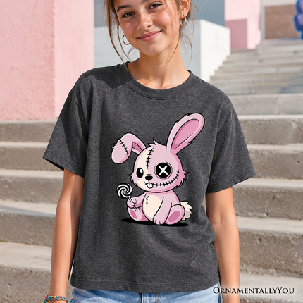 Kids Pink Zombies Bunny Cute T-Shirt, Cute Gothic Youth Halloween Tee - Dashing Nova
