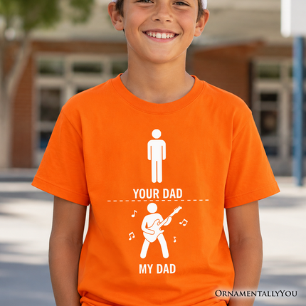 Kids Your Dad Vs My Cool Dad T-Shirt, Funny Bass Guitar Rock Father's Day Youth Tee