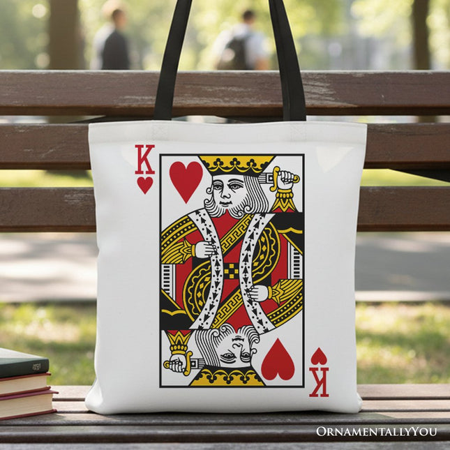 King of Hearts Card Canvas Tote Bag, Classic Retro Love Valentine Gift Bag - Dashing Nova