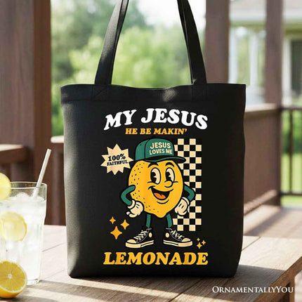 Life Gave Me Lemons Jesus Lemonade Tote Bag, Funny Christian Faith Retro Gift Shopper