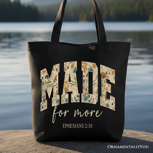 Made For More Ephesians 2:10 Floral Faithful Christians Canvas Tote Bag, Jesus Bible Verse Gift Shopper - Dashing Nova
