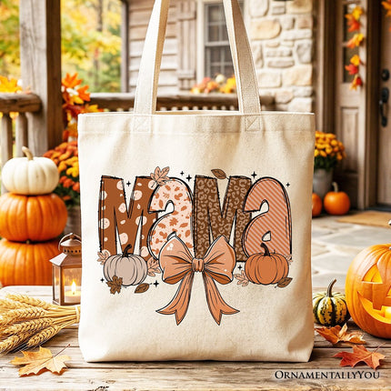 Mama Coquette Autumn Tote Bag, Cozy Fall Pumpkins for Mothers - Dashing Nova