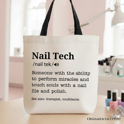 Nail Tech Definition Canvas Tote Bag, Funny Gift Shopper for Nail Hustler - Dashing Nova
