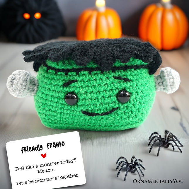 Positivity Frankenstein Crochet Support Doll, Halloween Encouragement Gift for Children and Adults - Dashing Nova