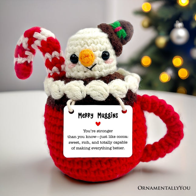 Positivity Hot Cocoa Marshmallow Crochet Support Doll, Christmas Encouragement Gift for Children and Adults - Dashing Nova