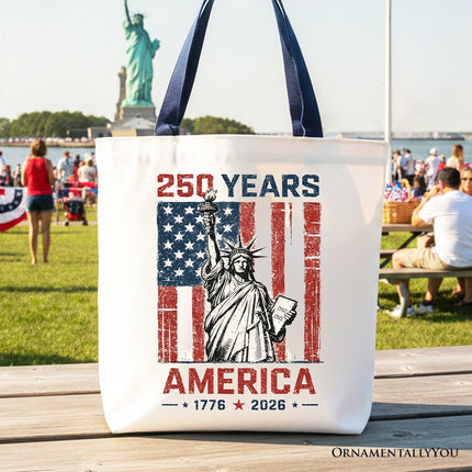 Statue of Liberty America Flag 250 Years Tote Bag, 4th of July USA Patriotic 1776–2026 Gift Shopper - Dashing Nova