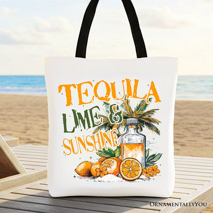 Tequila Lime & Sunshine Tote Bag, Trendy Summer Drinking Gift Shopper - Dashing Nova