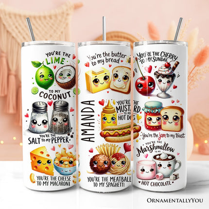 Valentine Food Pun Soulmates 20oz Personalized Tumbler With Lid and Stainless Steel Straw, Romantic Gift Cup