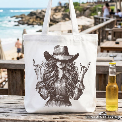 Western Cowgirl Rocker Tote Bag, Country Rodeo Style Gift Shopper - Dashing Nova