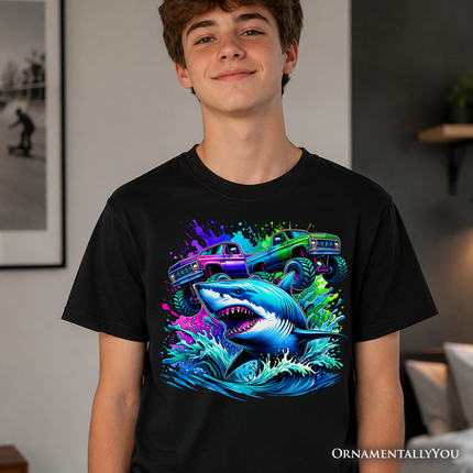 Trucks Shark Kids T-Shirt, Cool Ocean Animal Tee for Youth Boys - Dashing Nova