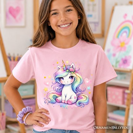 Rainbow Unicorn Kids T-Shirt, Cute Animal Tee for Youth Girls - Dashing Nova