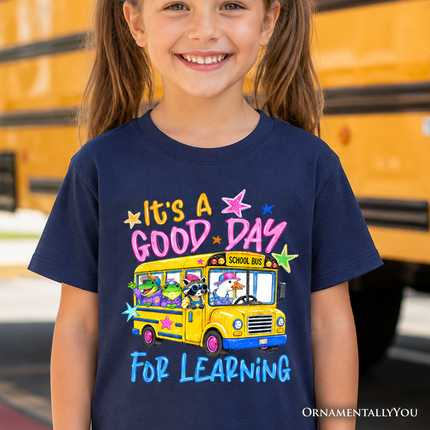 Kids School Bus Good Day for Learning T-Shirt, Funny Back to School Youth Tee - Dashing Nova