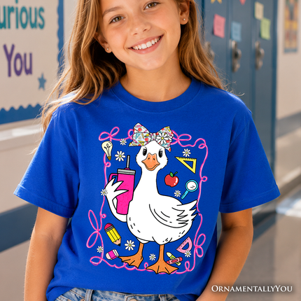 Kids Coquette School Goose T-Shirt, Cute and Funny Tee for Youth Girls - Dashing Nova