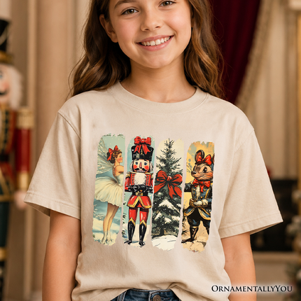 Kids Ballet and Nutcracker Christmas T-Shirt, Coquette Bow and Mouse Youth Vintage Holiday Tee - Dashing Nova