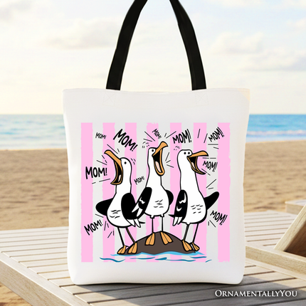 Seagull Mom Coquette Tote Bag, Funny Beach Gift Shopper for Mothers - Dashing Nova