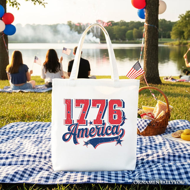 1776 America Vintage Tote Bag, Patriotic Retro USA Freedom 4th of July Gift Shopper - Dashing Nova