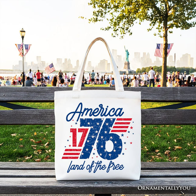 America 1776 Land of the Free Tote Bag, Vintage 4th of July Gift Shopper - Dashing Nova