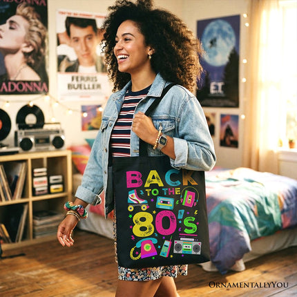 Back To The 80s Tote Bag, Colorful Retro Eighties Party Gift Shopper - Dashing Nova