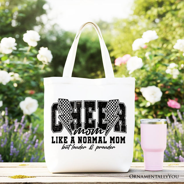 Cheer Mom Lightning Canvas Tote Bag, Cheerleader Retro Gift Shopper for Proud Sports Mothers - Dashing Nova