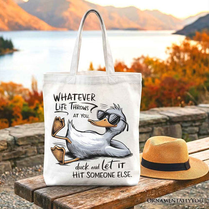Chill Duck Life Quote Tote Bag, Sarcastic Gift Shopper for Cool People