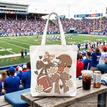 Football Mom Coquette Bow Daisy Tote Bag, Retro Fall Game Day Preppy Gift Shopper - Dashing Nova