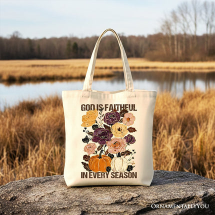 God Is Faithful in Every Season Floral Tote Bag, Christian Fall Gift Shopper - Dashing Nova