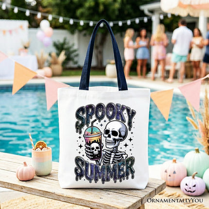 Spooky Summer Skeleton Tote Bag, Snarky Halloween Gift Shopper for Coffee and Horror Fanatics - Dashing Nova