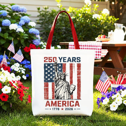 Statue of Liberty America Flag 250 Years Tote Bag, 4th of July USA Patriotic 1776–2026 Gift Shopper - Dashing Nova