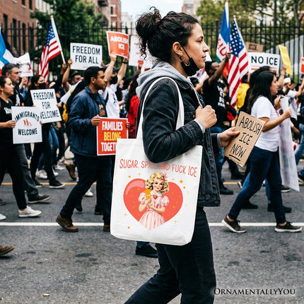 Sugar Spice and Fuck Ice Retro Protest Tote Bag, Vintage Social Justice Gift Shopper - Dashing Nova