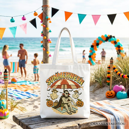 Summerween Vampire Dracula Tote Bag, Retro Halloween Beach Gift Shopper for Horror Spooky Summer Season - Dashing Nova