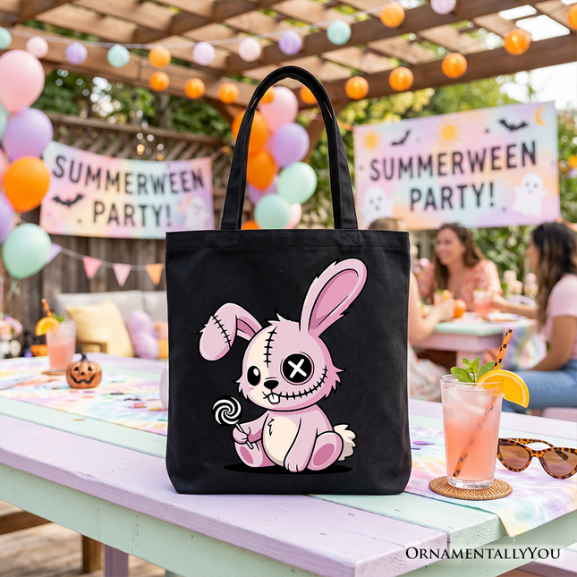 Pink Zombies Bunny Cute Tote Bag, Cute Gothic Halloween Gift Shopper - Dashing Nova