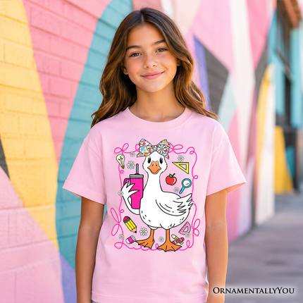 Kids Coquette School Goose T-Shirt, Cute and Funny Tee for Youth Girls - Dashing Nova