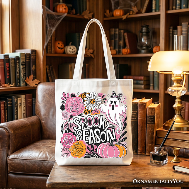 Spooky Teacher Neon Ghost Tote Bag, Retro Halloween Gift Shopper for Educators - Dashing Nova