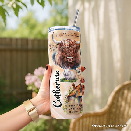 Agricultural Dream 20oz Personalized Tumbler With Lid and Stainless Steel Straw, Farm Life Quotes Gift Cup