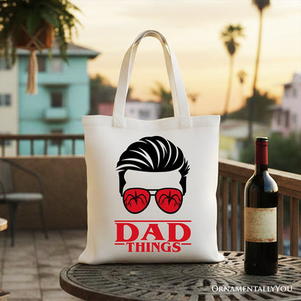 Dad Things Retro Canvas Tote Bag, Red Glasses Family Matching Gift Shopper - Dashing Nova